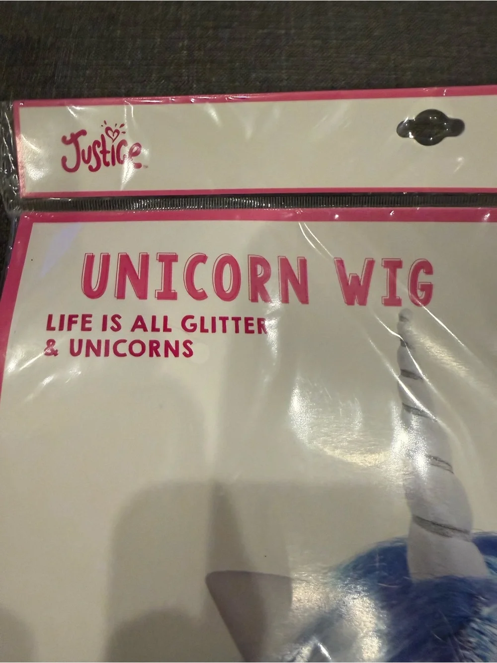 Justice Girls' Blue Purple Pink Unicorn Wig with Horn